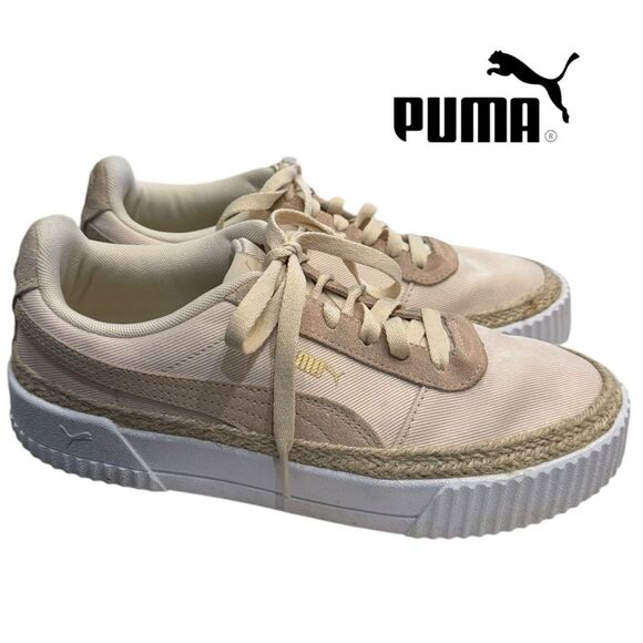Puma Carina Espadrille SD Canvas Platform Jute Tennis Shoe, 388388 Sneakers 8.5 - Picture 1 of 6